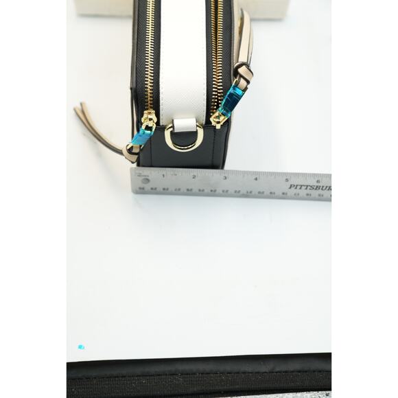 Beige Crossbody Camera Bag Gold Hardware Dual Zip with Wide Strap - Picture 8 of 10